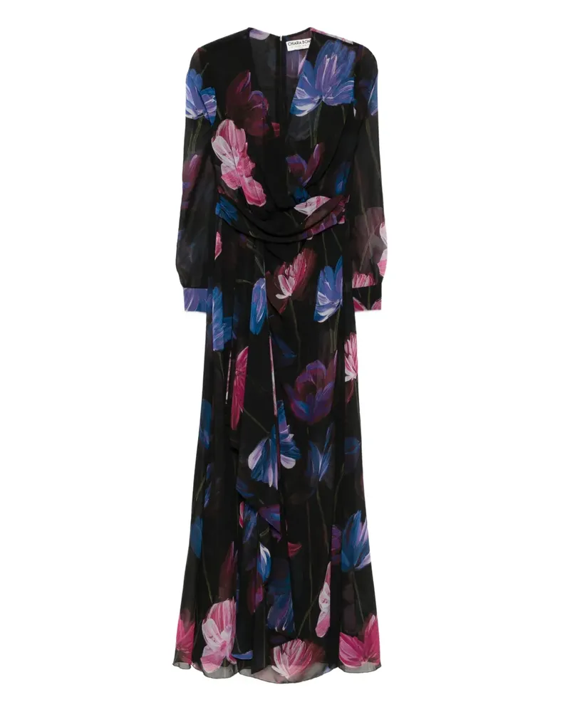 Chiara Boni Maxikleid mit Blumen-Print - Schwarz Schwarz
