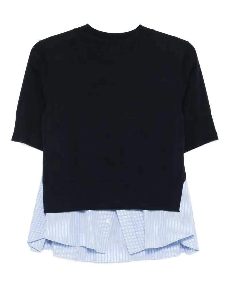 Sacai T-Shirt im Layering-Look - Blau Blau