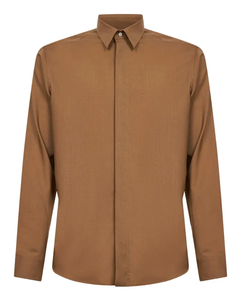 D4.0 covered-button long-sleeve shirt - Braun Braun