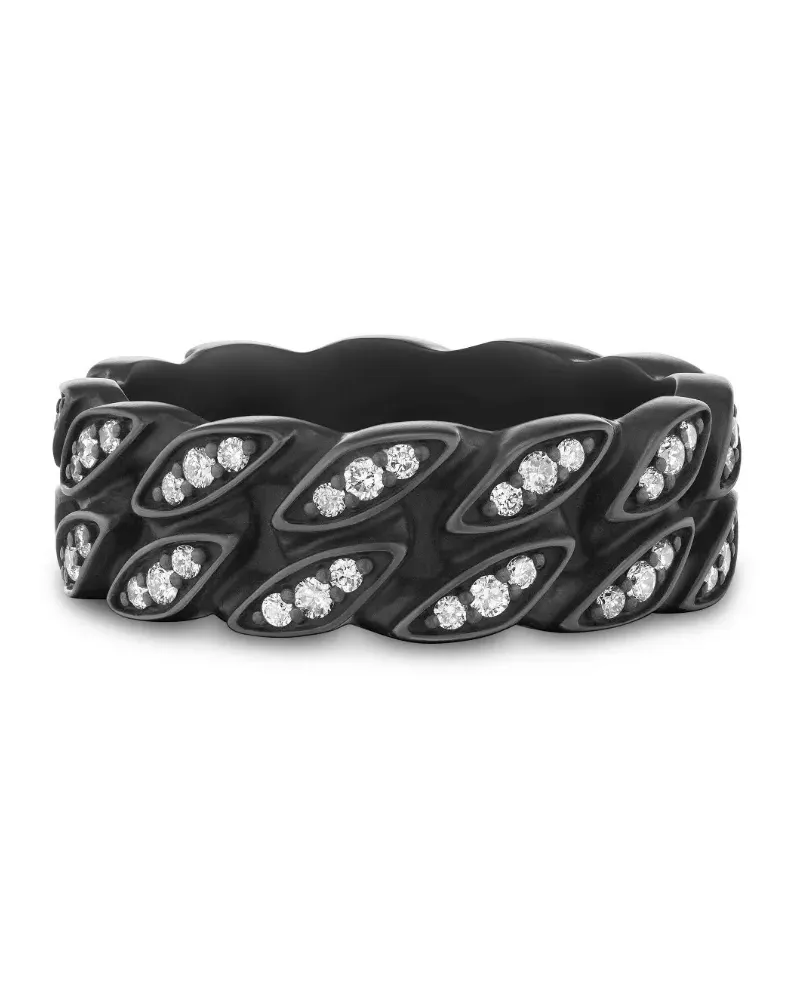 David Yurman Kettenring aus Titan mit Diamanten - Schwarz Schwarz