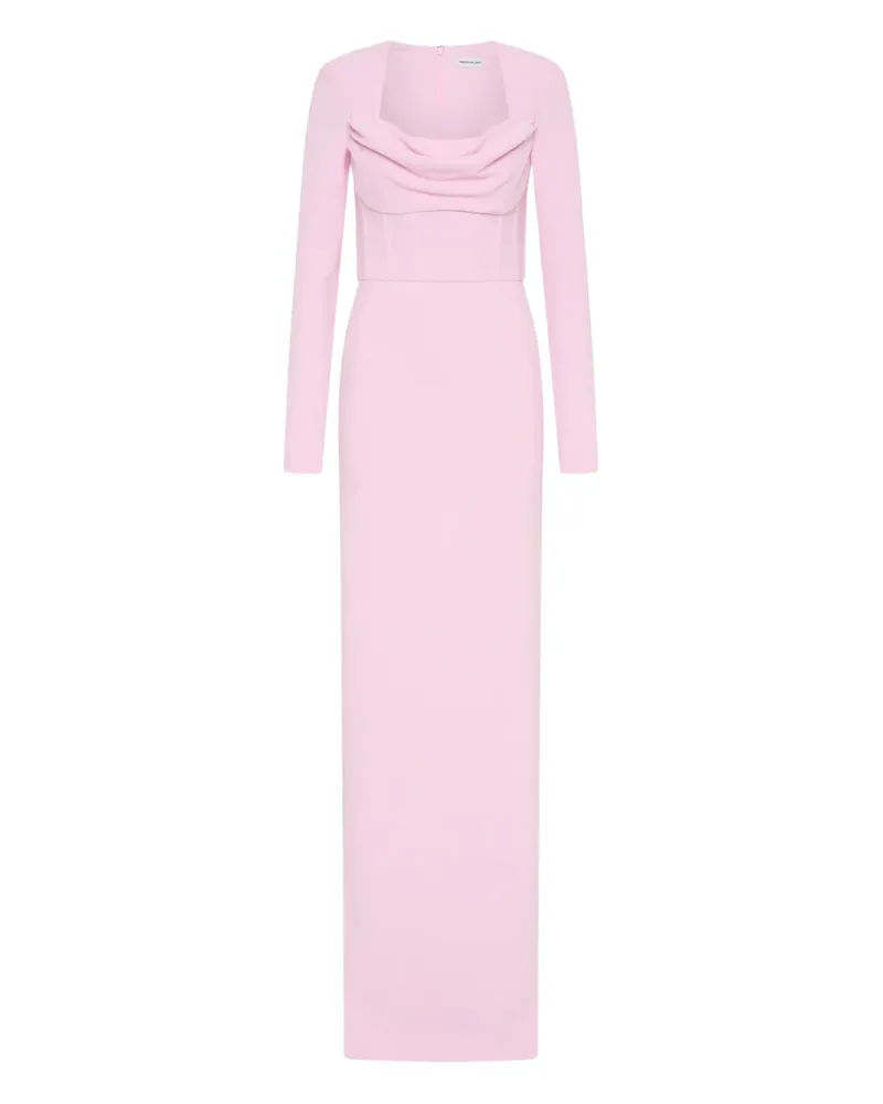 Rebecca Vallance Langärmeliges Nemy Maxikleid mit Wasserfallkragen - Rosa Rosa
