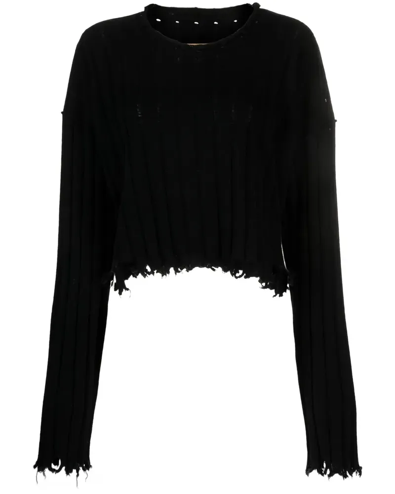 Uma Wang Fransenpullover mit offenem Saum - Schwarz Schwarz