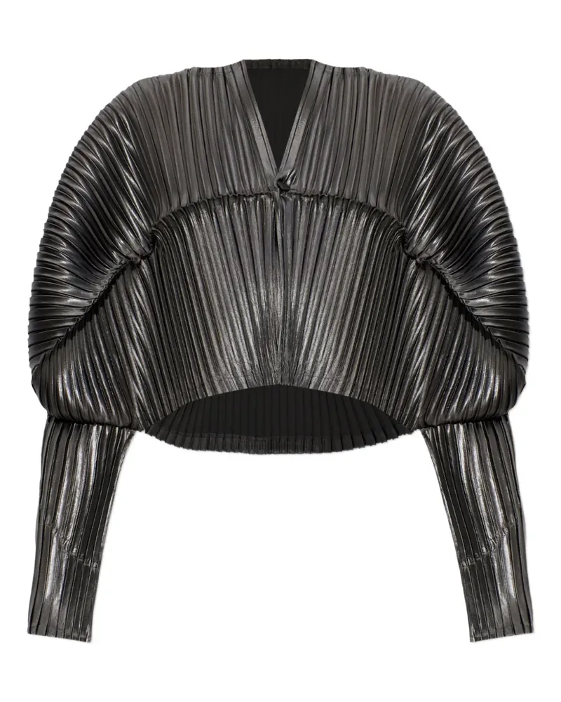 Issey Miyake buttoned pleated top - Grau Grau