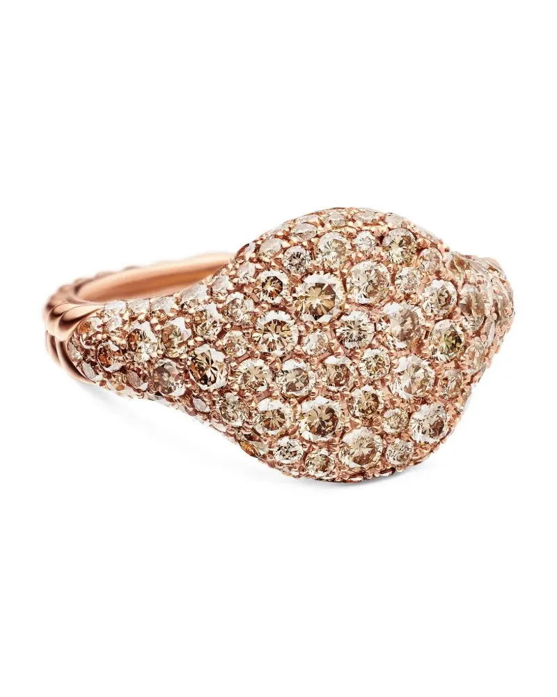 David Yurman 18kt Chevron Rotgold-Pinky-Ring mit Diamanten (10mm) - Rosa Rosa