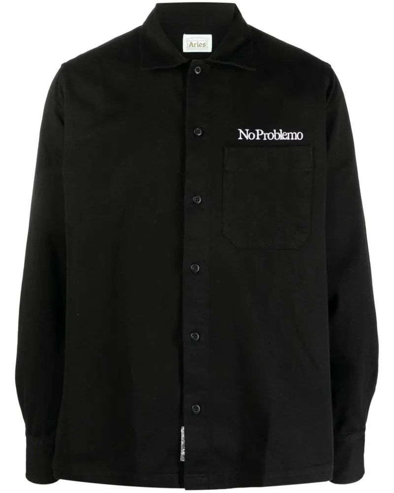 Aries Besticktes Hemd - Schwarz Schwarz