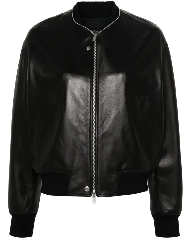 Jil Sander Bomberjacke aus Leder - Schwarz Schwarz