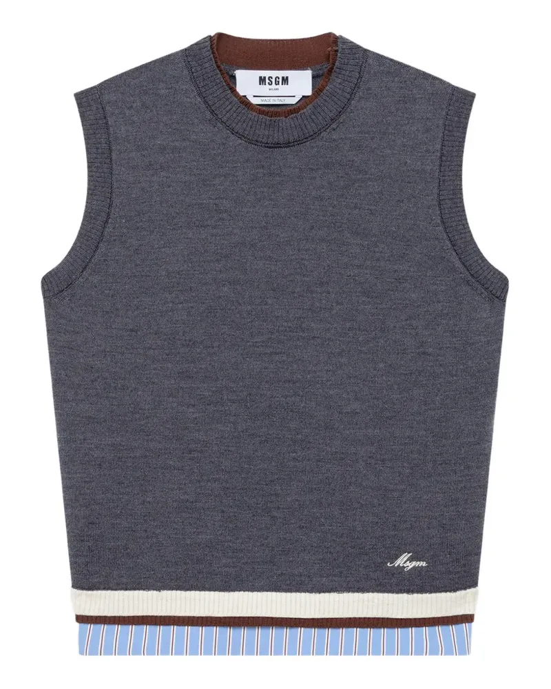 MSGM Trägershirt mit Logo-Stickerei - Grau Grau