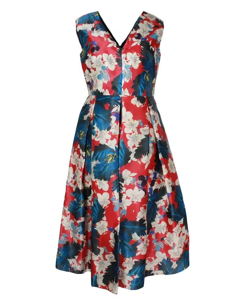 Erdem Loren floral-print pleated midi dress - Blau Blau