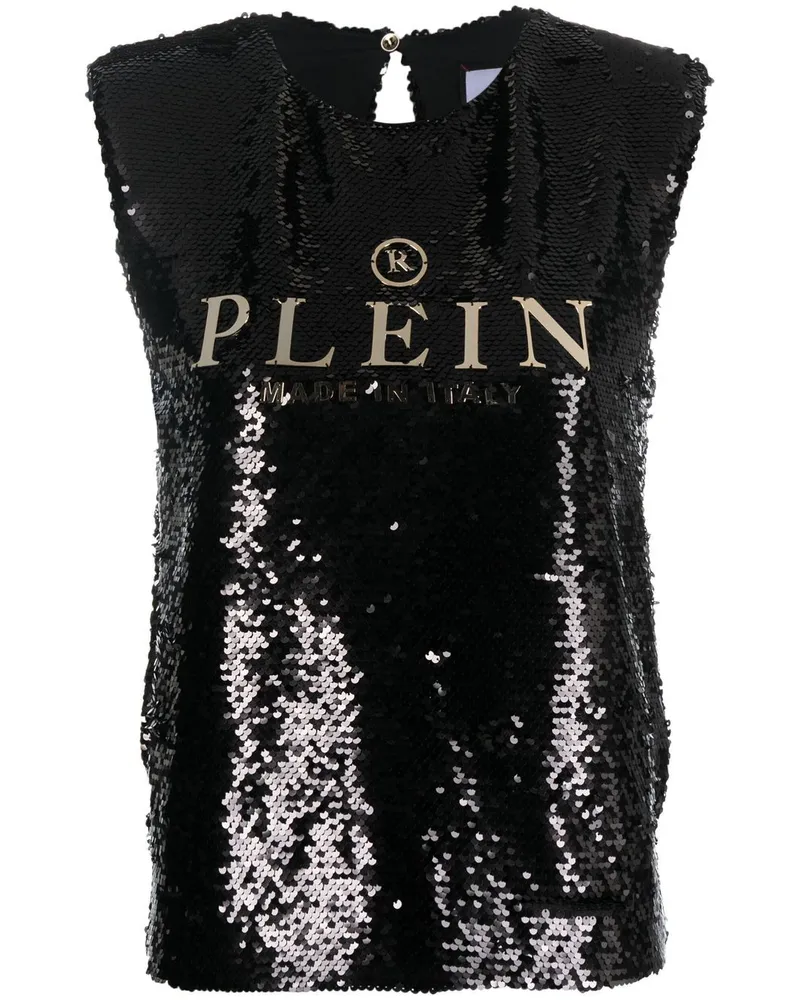 Philipp Plein Top mit Pailletten - Schwarz Schwarz