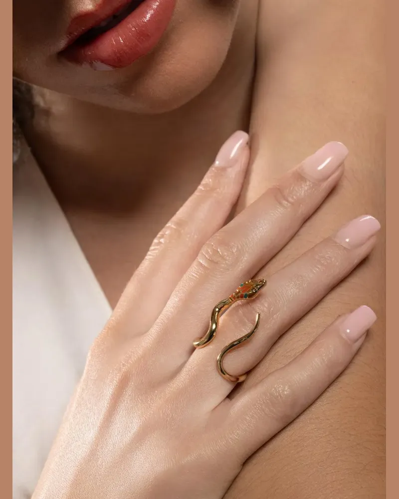 Gas Bijoux Naja Ring mit Schlangenmotiv - Gold Gold