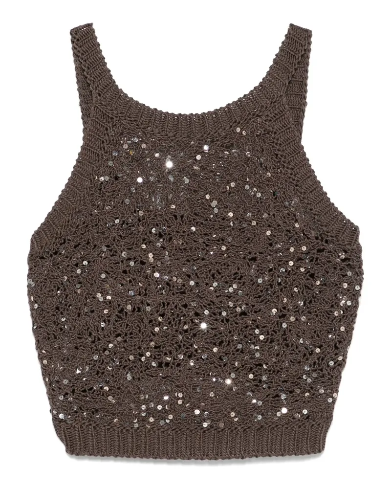 Peserico Tanktop mit Pailletten - Braun Braun