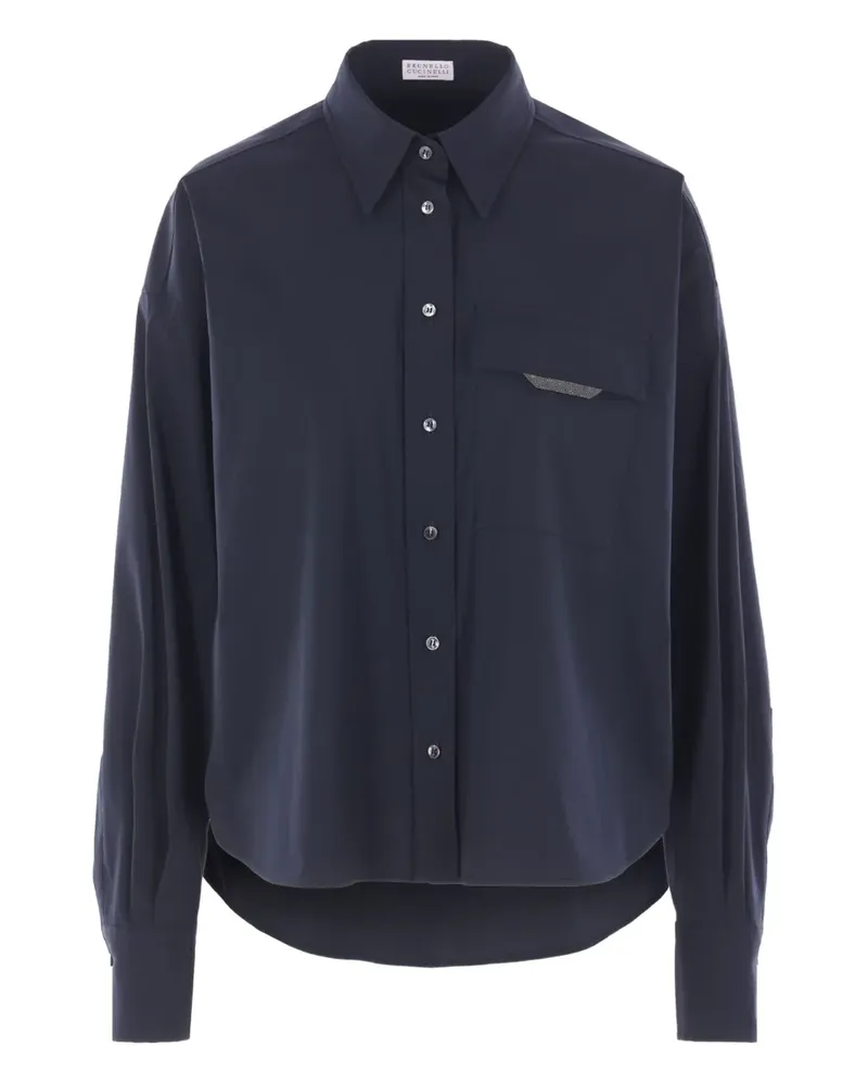Brunello Cucinelli Hemd mit verzierter Tasche - Blau Blau
