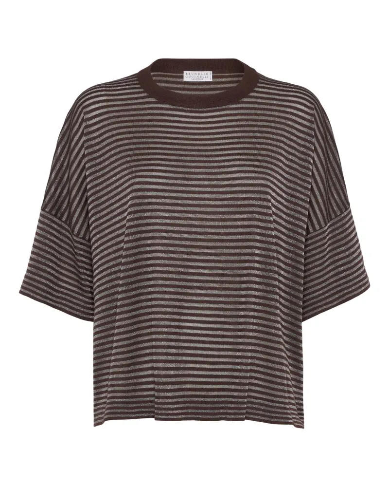 Brunello Cucinelli Gestreiftes T-Shirt - Braun Braun