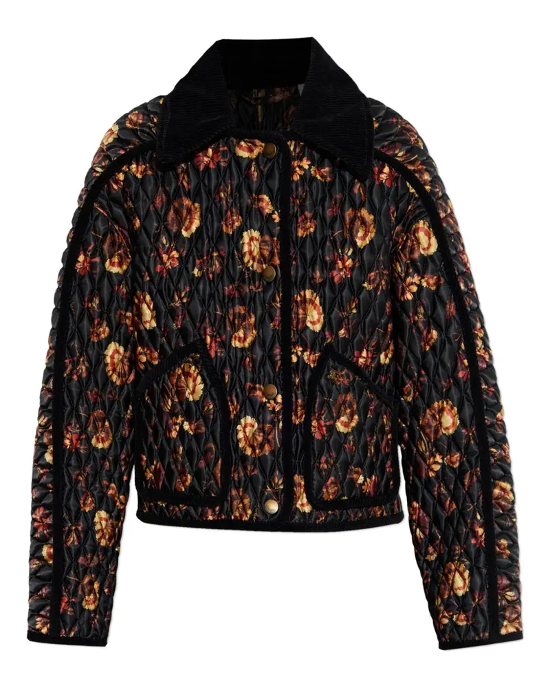 Burberry Gesteppte Jacke mit Blumen-Print - Schwarz Schwarz