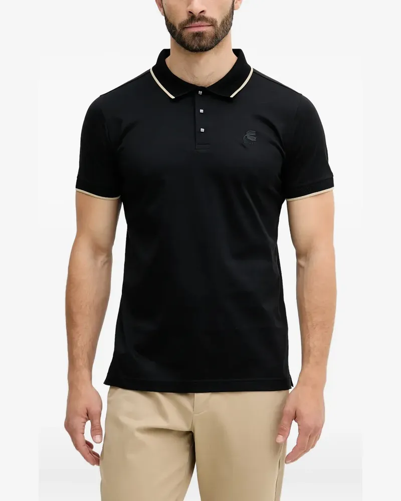 Karl Lagerfeld Poloshirt mit besticktem Kragen - Schwarz Schwarz