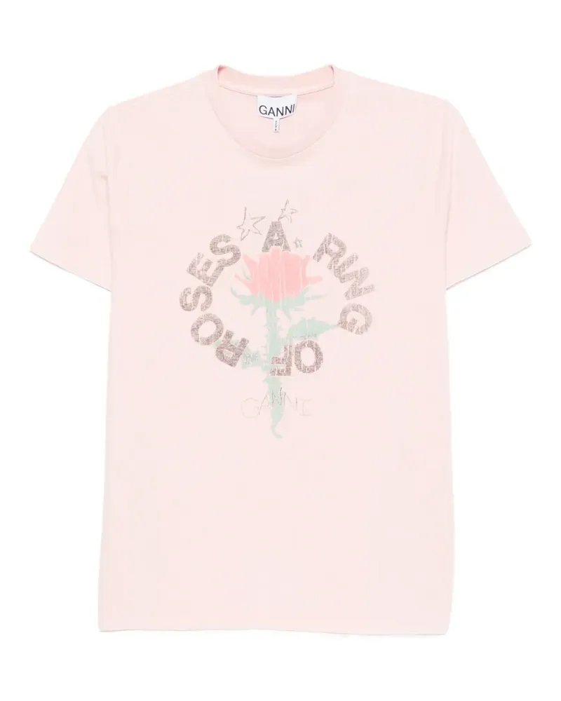Ganni graphic-print T-shirt - Rosa Rosa