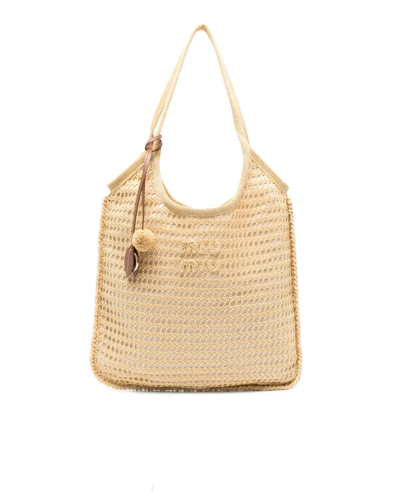 Miu Miu logo-detail tote bag - Nude Nude