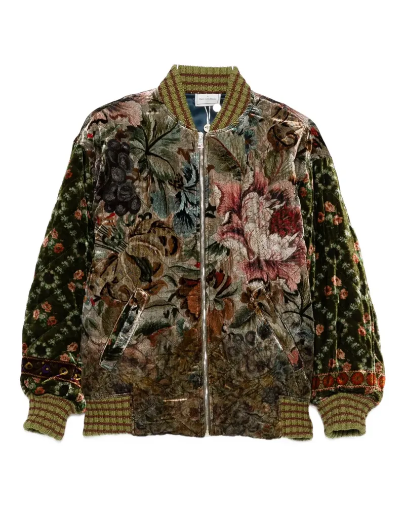 Pierre-Louis Mascia Bomberjacke aus Leder mit Blumenmuster - Grün Grün