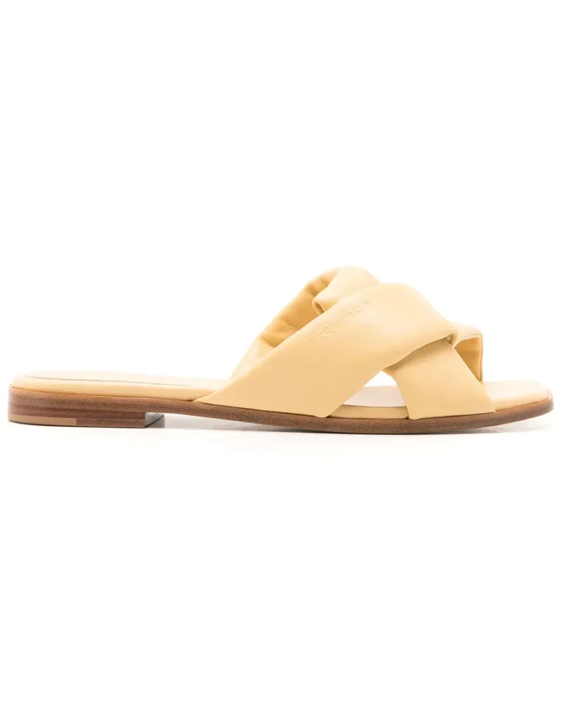 Ferragamo Origami Pantoletten aus Leder - Grün Grün