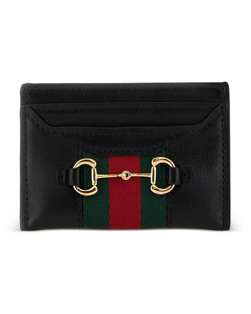 Gucci Gestreiftes Horsebit Kartenetui - Schwarz Schwarz