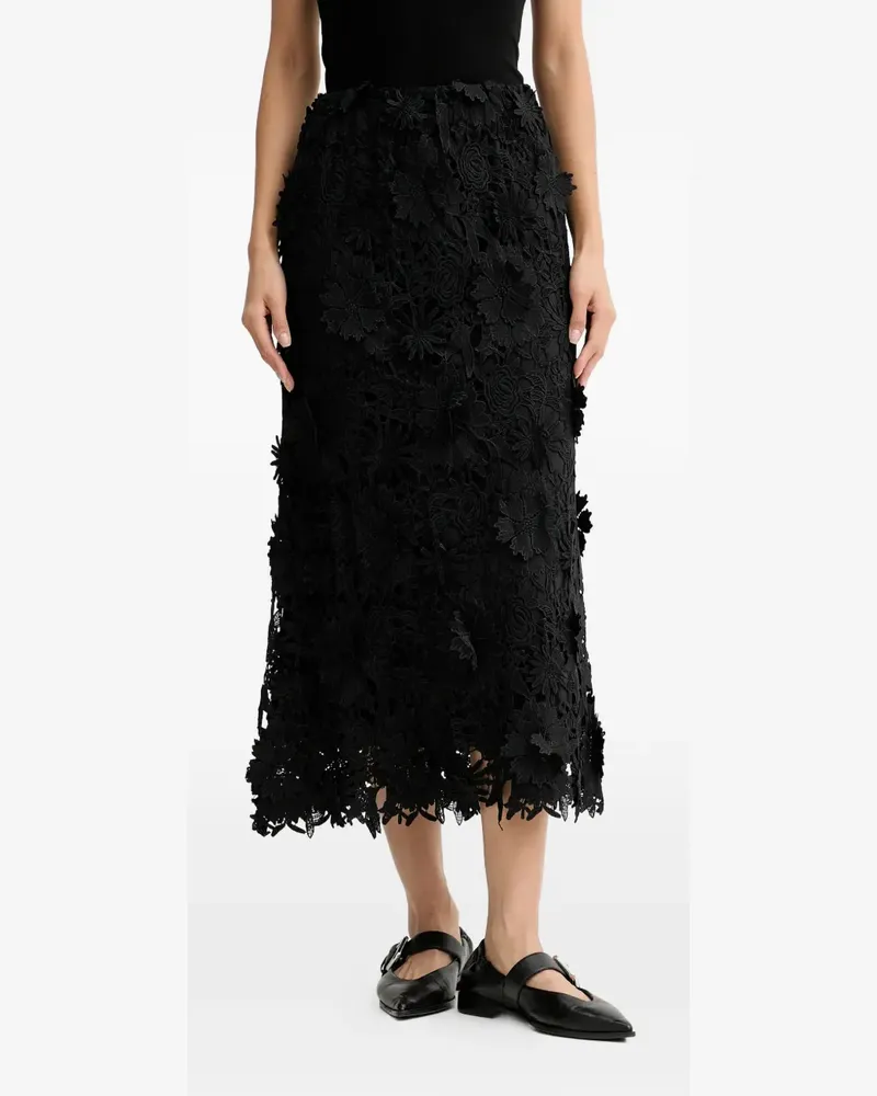 MUNTHE Pomi Midirock aus Blumenspitze - Schwarz Schwarz
