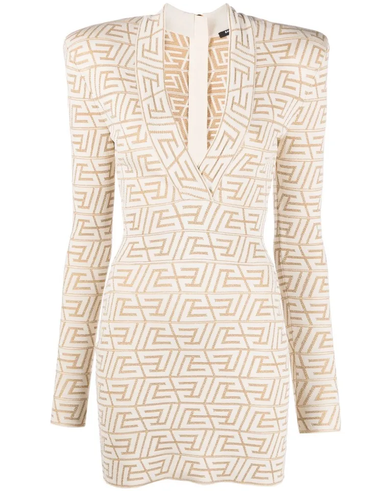 Balmain Minikleid aus Monogramm-Jacquard - Nude Nude