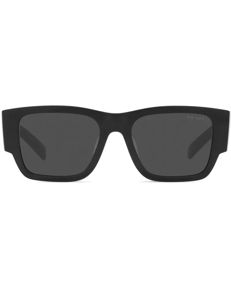 Prada Eckige Sonnenbrille mit Triangel-Logo - Schwarz Schwarz