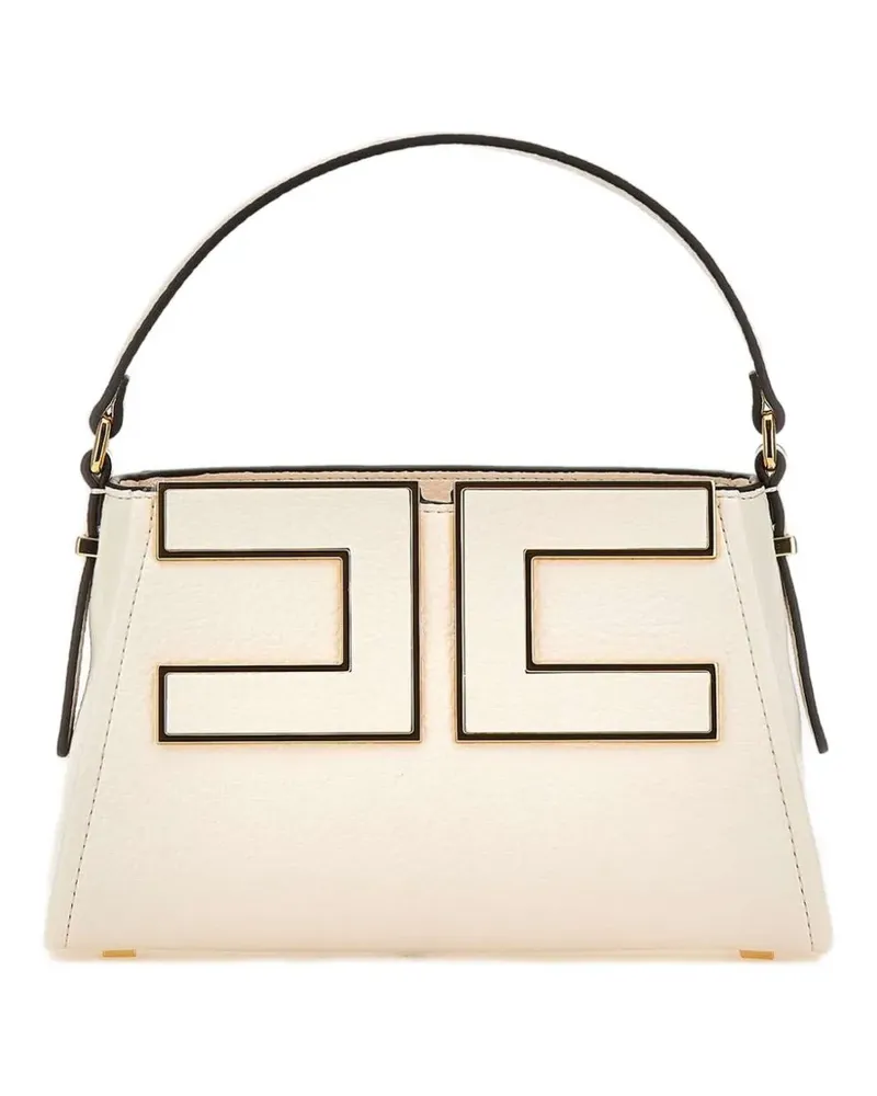 Elisabetta Franchi Kleine Tote Bag mit Logo-Schild - Nude Nude