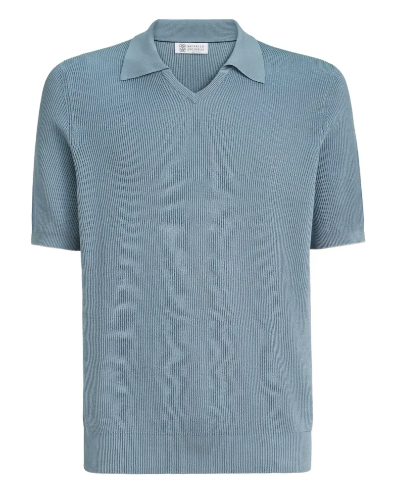 Brunello Cucinelli T-Shirt mit V-Ausschnitt - Blau Blau