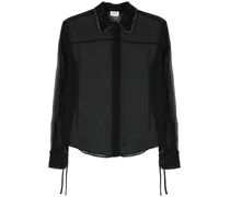 Chiffonbluse mit Perlen - Schwarz