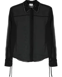 Blumarine Chiffonbluse mit Perlen Schwarz