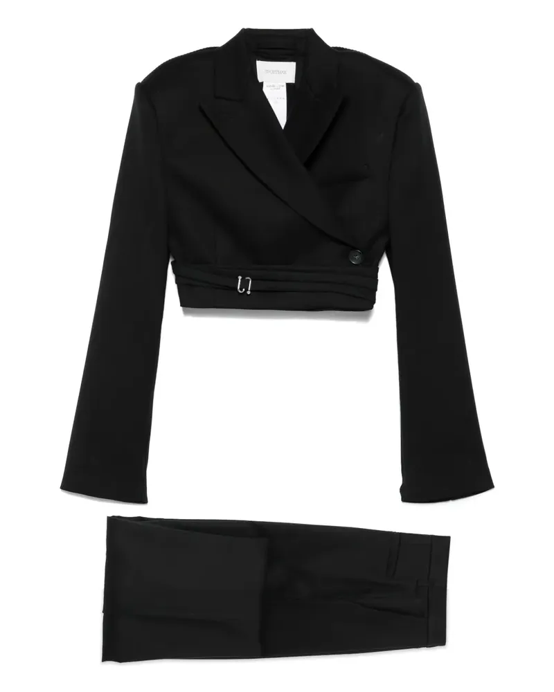 SPORTMAX Cropped-Jeansjacke in Wickeloptik - Schwarz Schwarz
