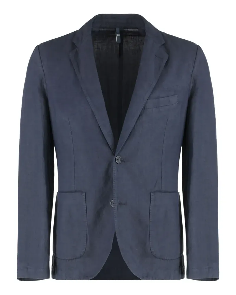 120% Lino Jacke mit aufgesetzten Taschen - Blau Blau
