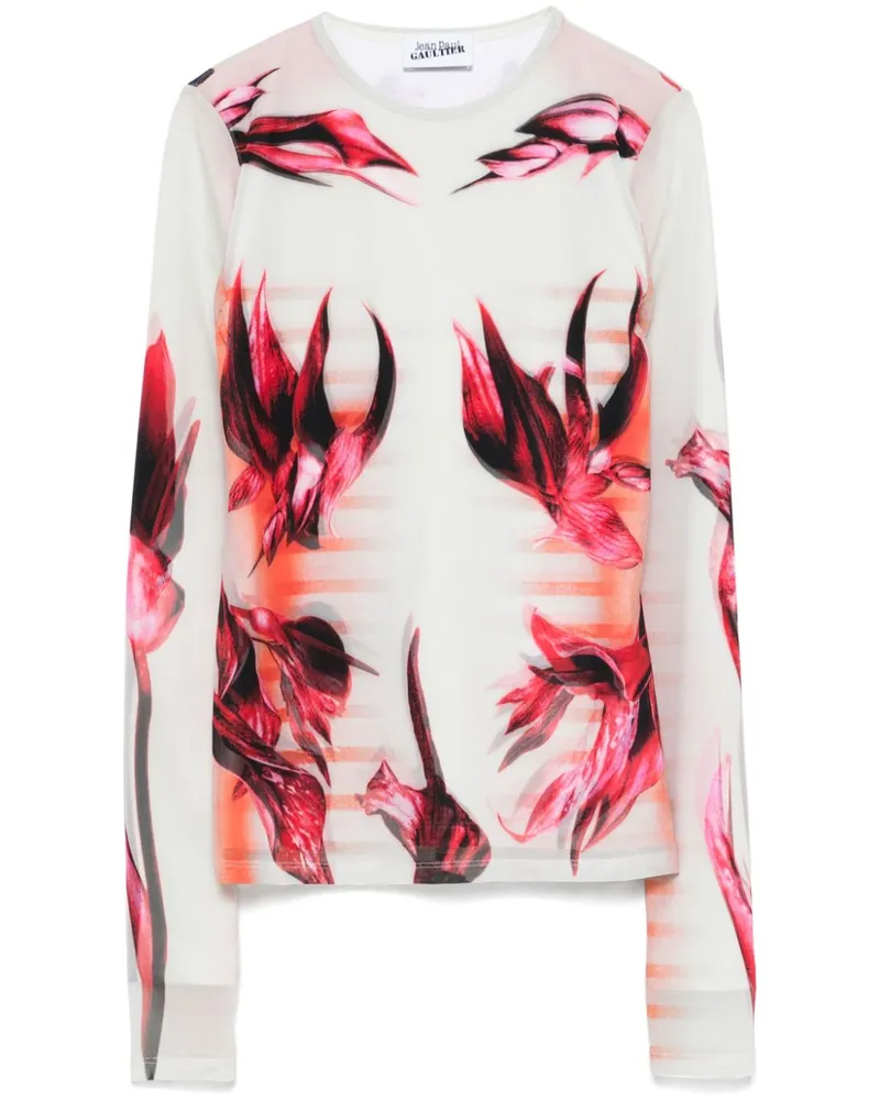 Jean Paul Gaultier Oberteil im Layering-Look mit Print - Nude Nude