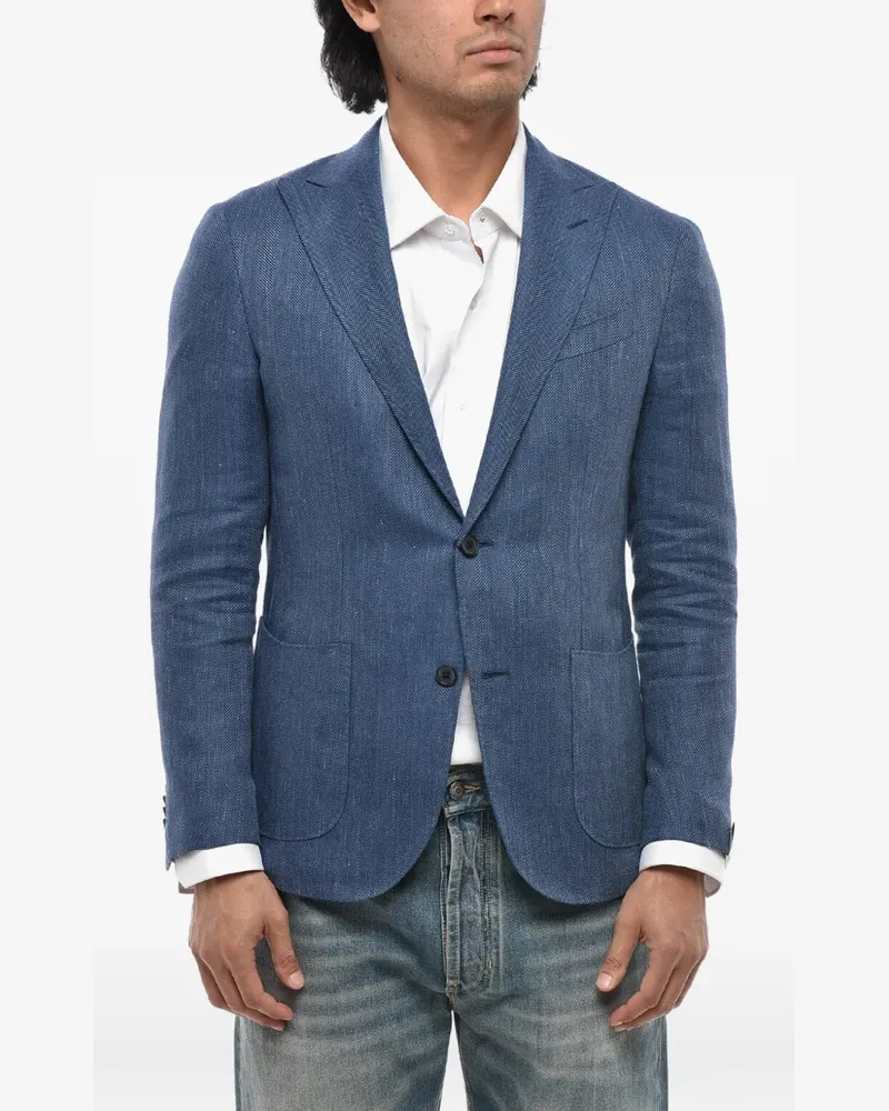 Corneliani herringbone-pattern blazer - Blau Blau