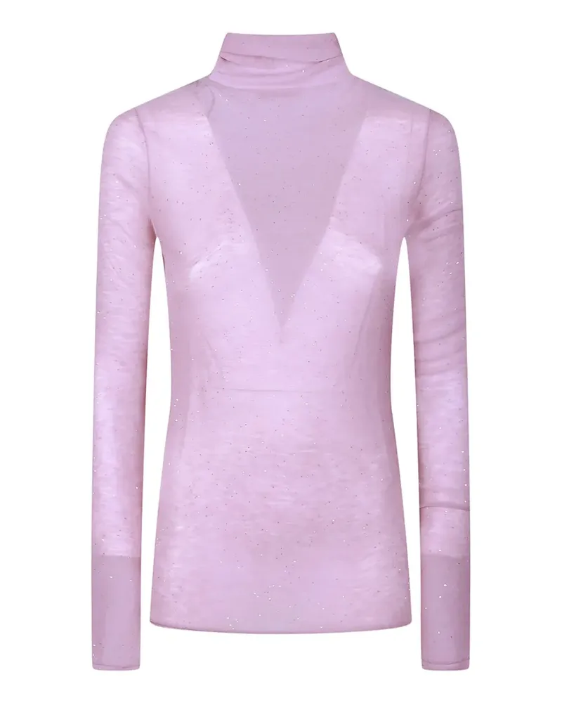 Pinko glitter-effect roll-neck sweater - Rosa Rosa