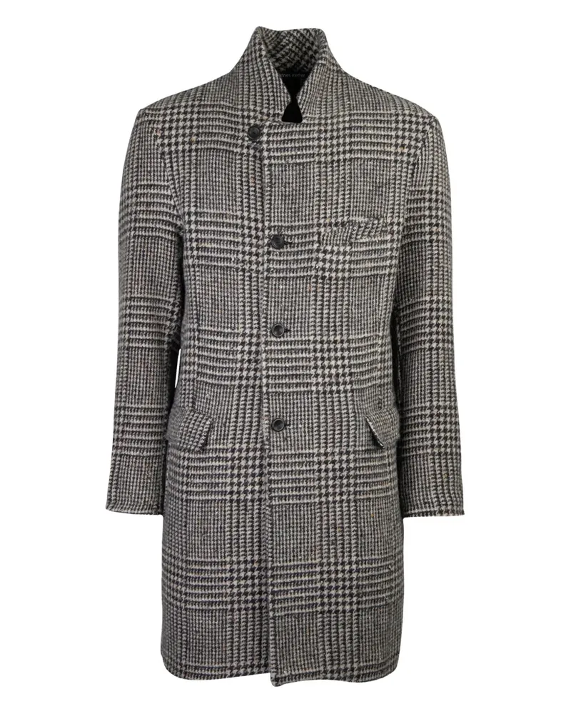 Hannes Roether checked buttoned coat - Grau Grau