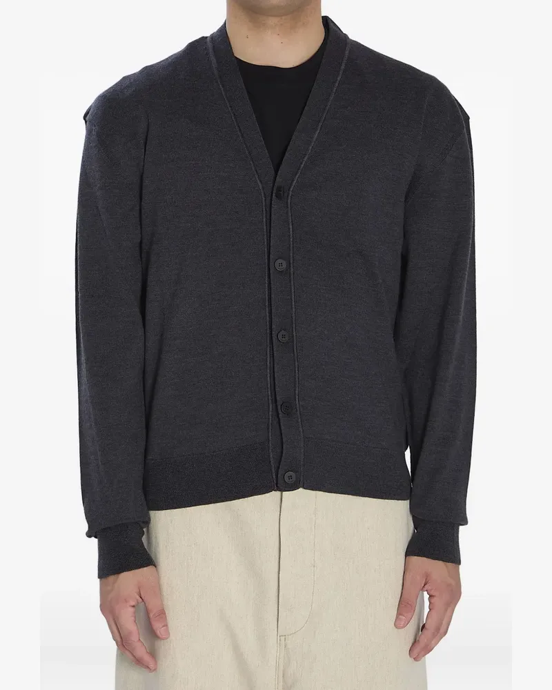 Jacquemus embroidered-logo ribbed cardigan - Grau Grau