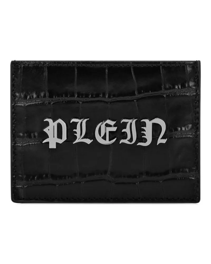 Philipp Plein Gothic Plein Kartenetui mit Kroko-Prägung - Schwarz Schwarz