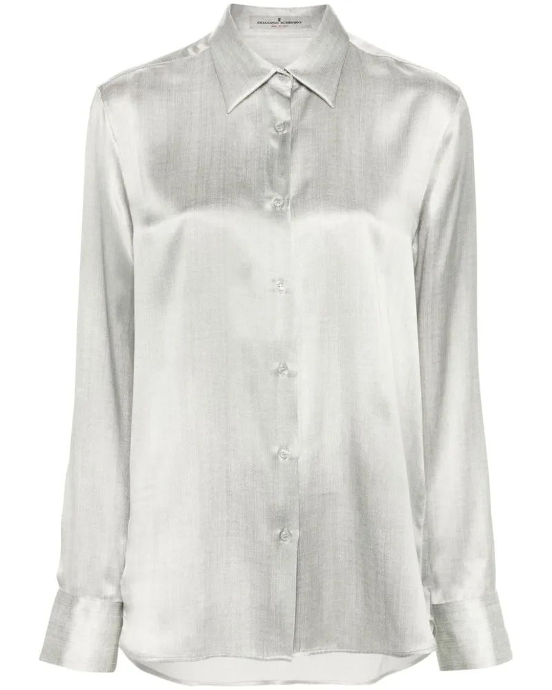 Ermanno Scervino Seidenhemd mit Web-Print - Grau Grau