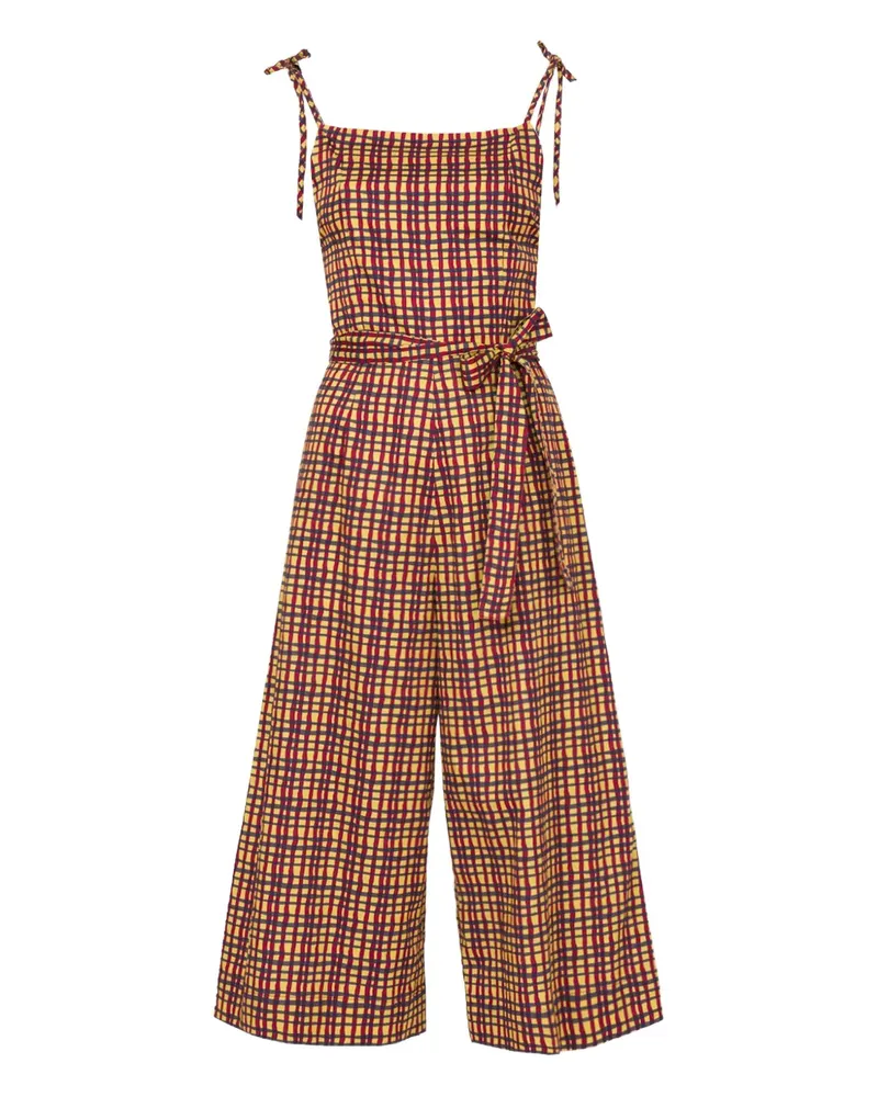 LHD Karierter Jumpsuit mit Schnürung - Gelb Gelb