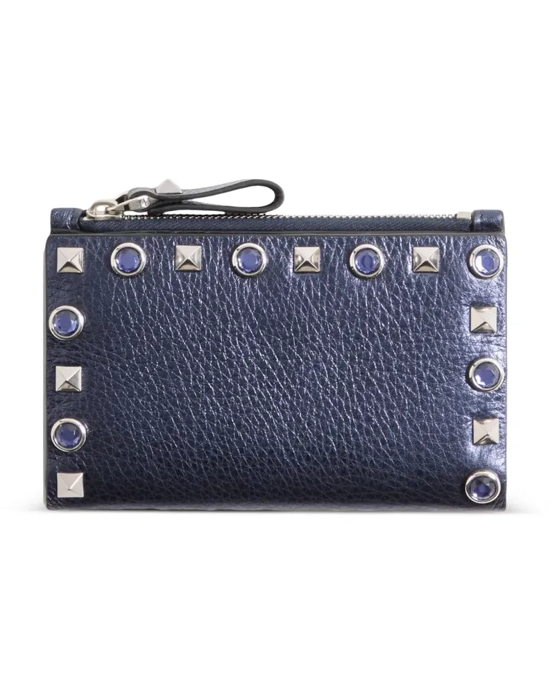 Valentino Garavani Rockstud Kartenetui aus laminiertem Kalbsleder mit Reißverschluss - Blau Blau