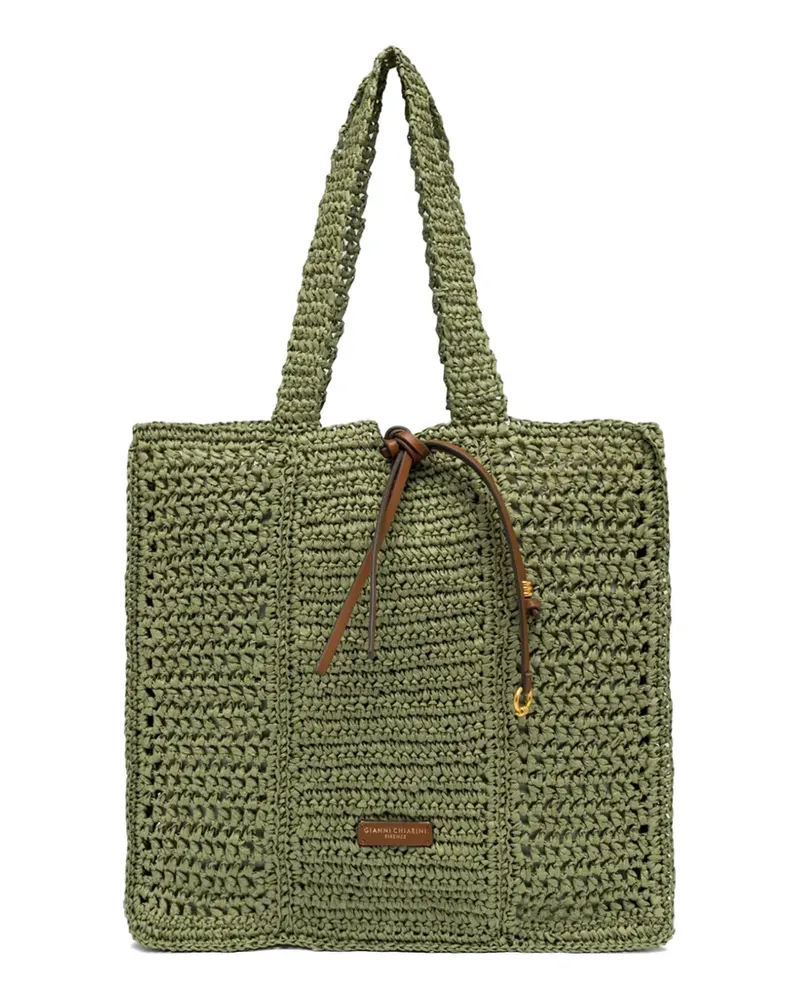 Gianni Chiarini Nefeli Schultertasche aus gewebtem Stroh - Grün Grün