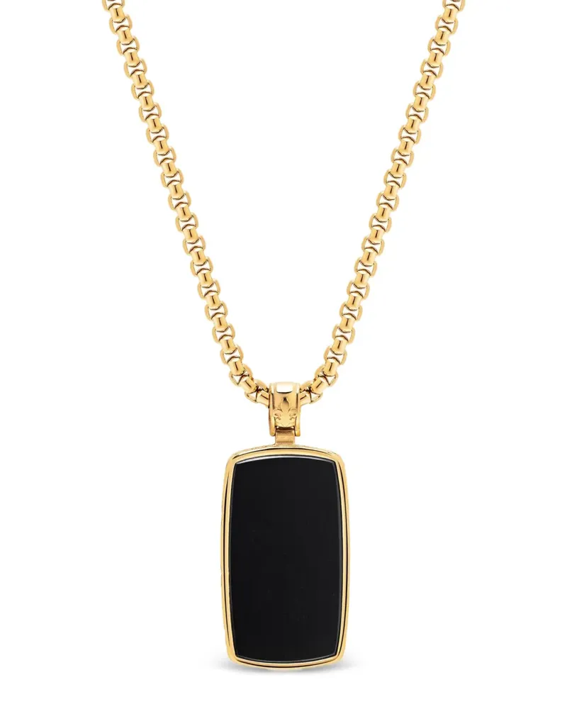 Nialaya onyx dog-tag necklace - Gold Gold