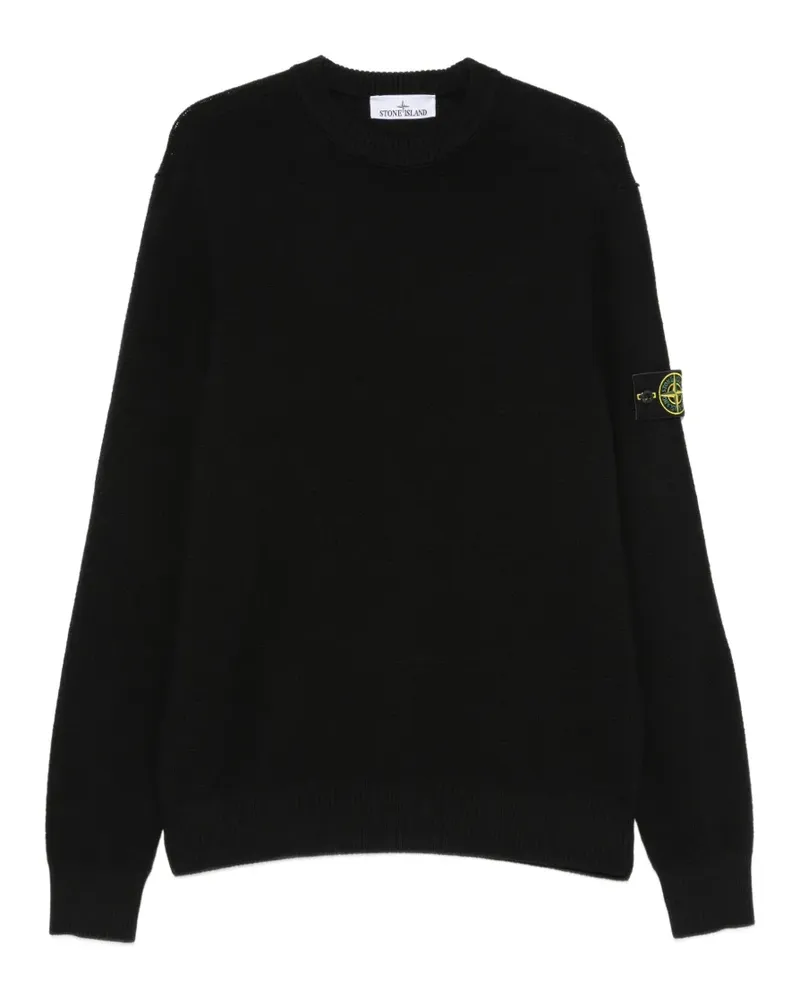Stone Island Gerippter Pullover mit Logo-Patch - Schwarz Schwarz