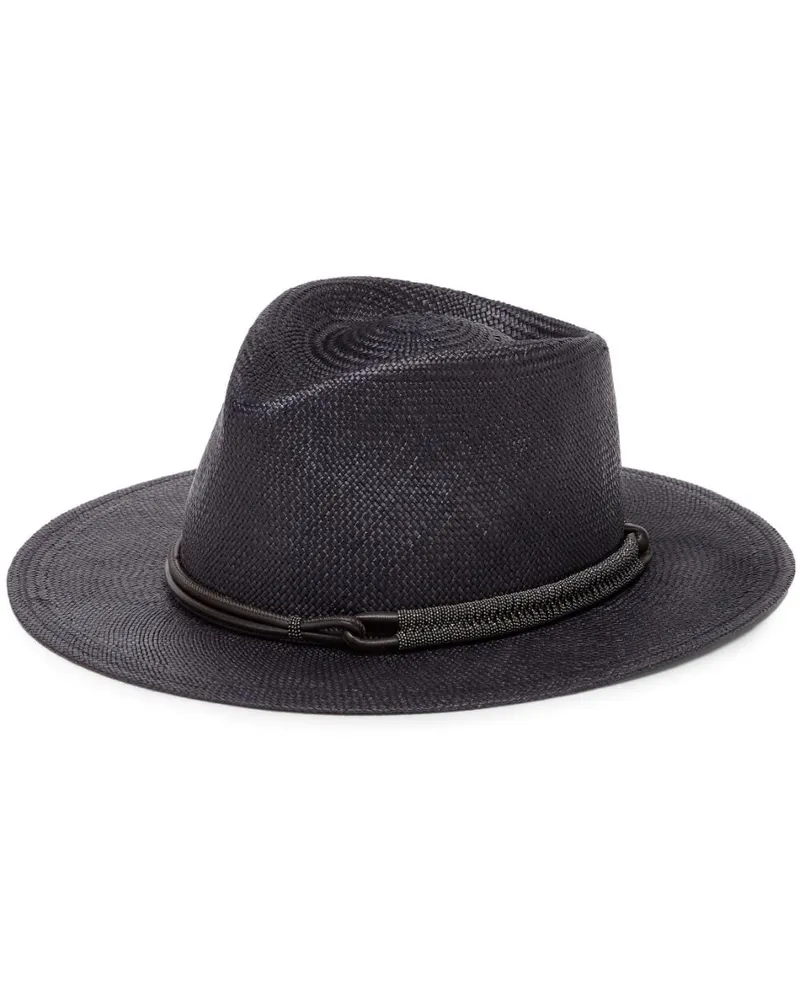 Brunello Cucinelli Fedora aus Stroh - Schwarz Schwarz