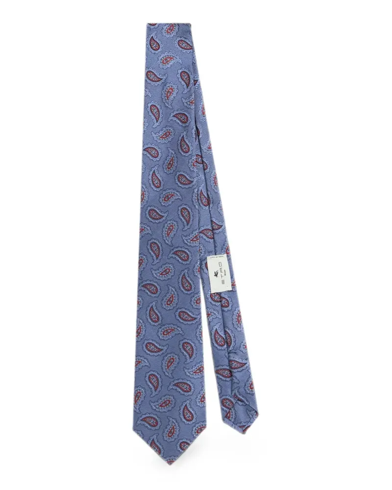 Etro silk jacquard tie with Paisley motif - Blau Blau