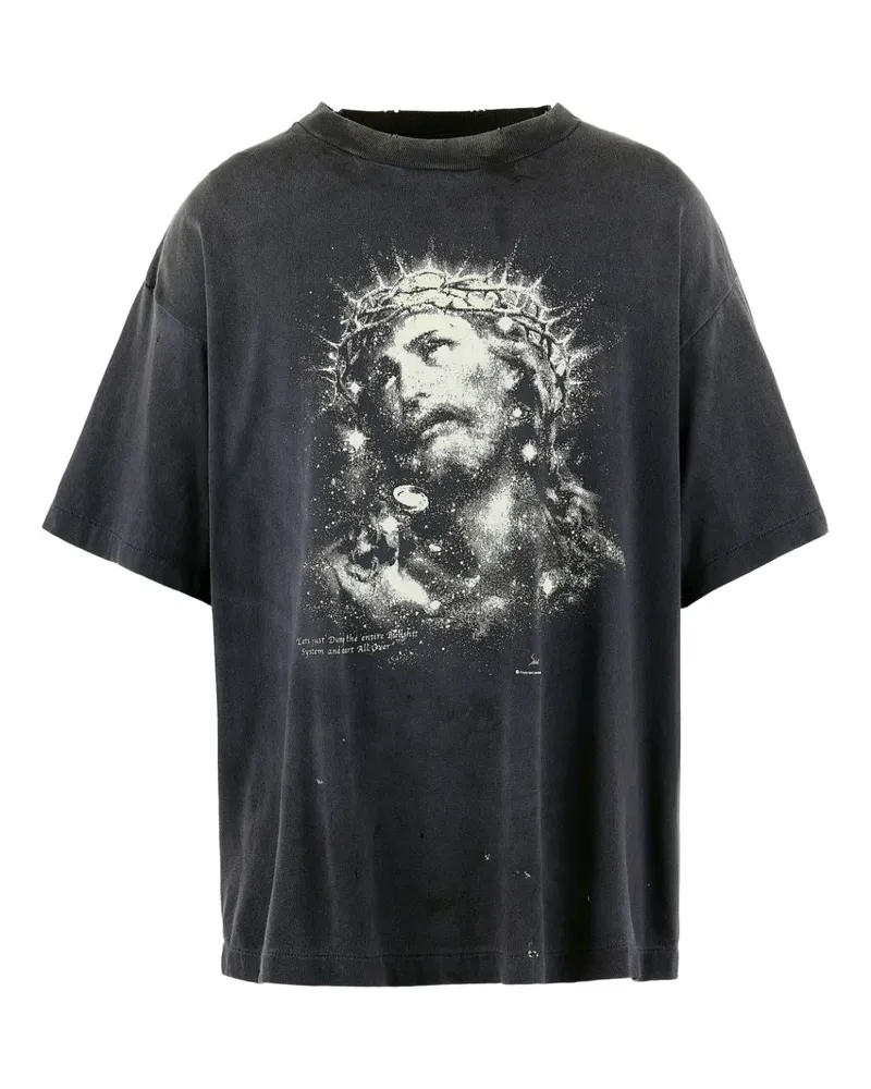 SAINT MXXXXXX T-Shirt mit grafischem Print - Schwarz Schwarz