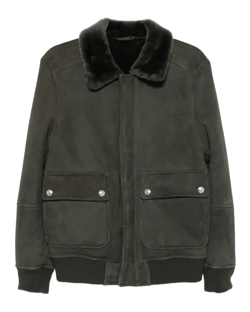 Eleventy Bomberjacke mit Shearling-Kragen - Grün Grün
