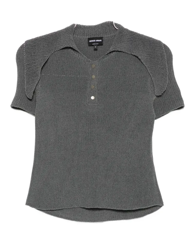 Giorgio Armani ribbed-knit short-sleeve top - Grau Grau